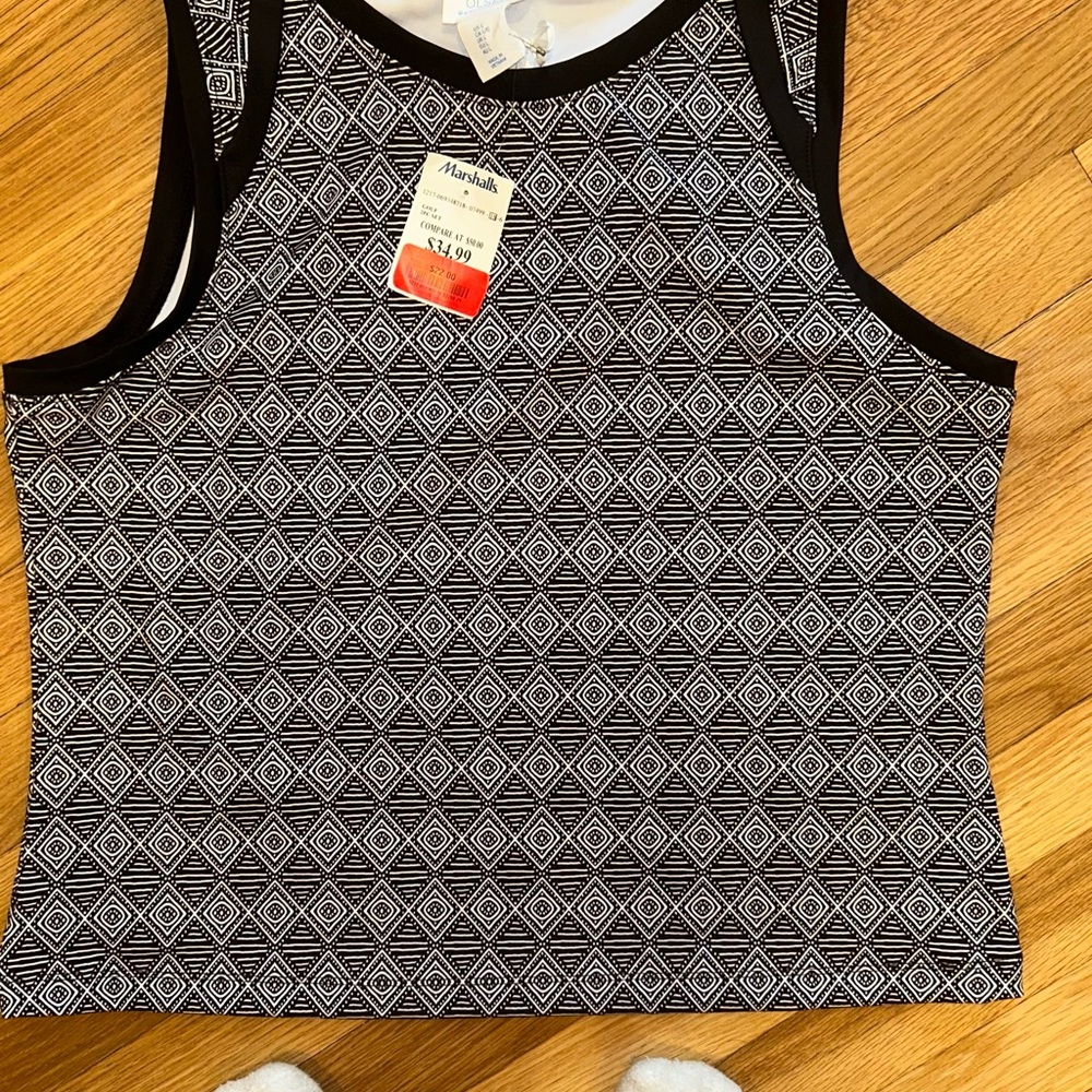 Sigrid Olsen Black and White Geometric Tank Top